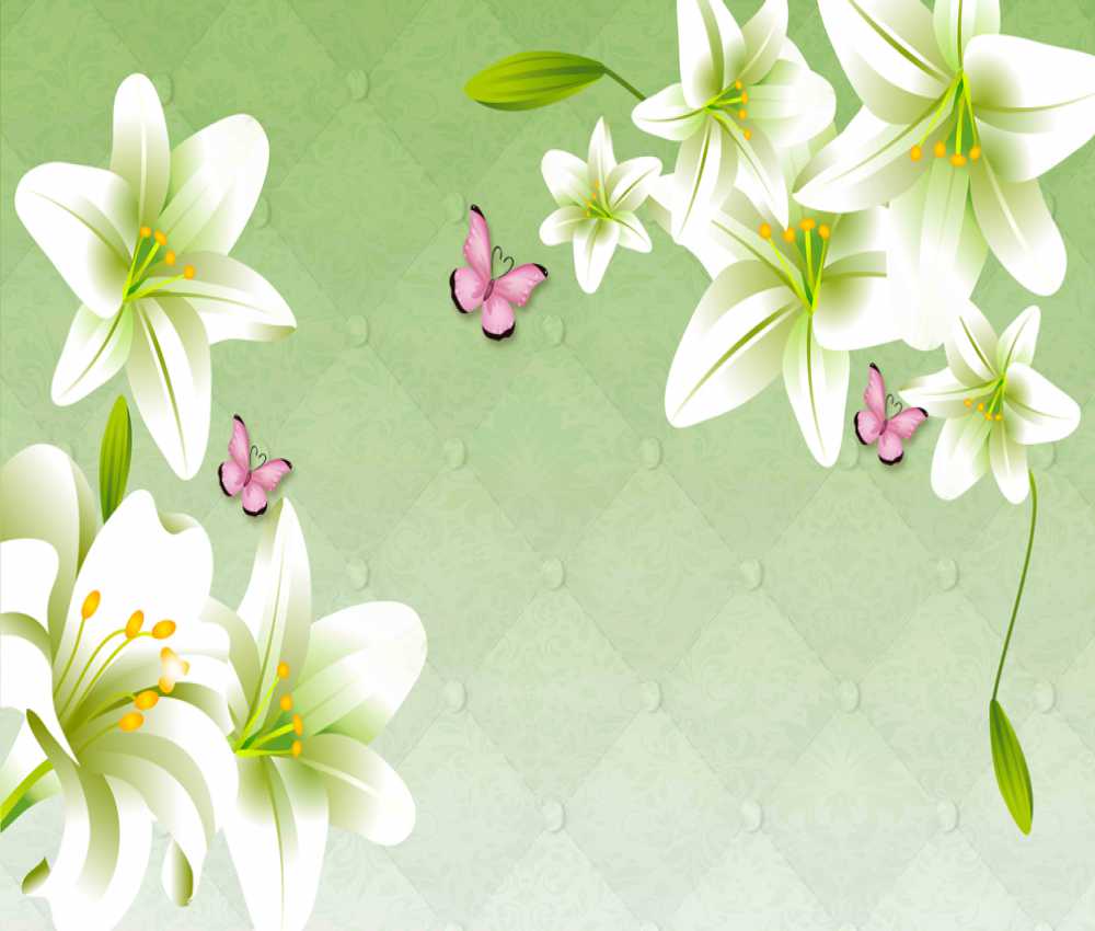 Tulip  Orchid Green Flower Wall Backgrounds