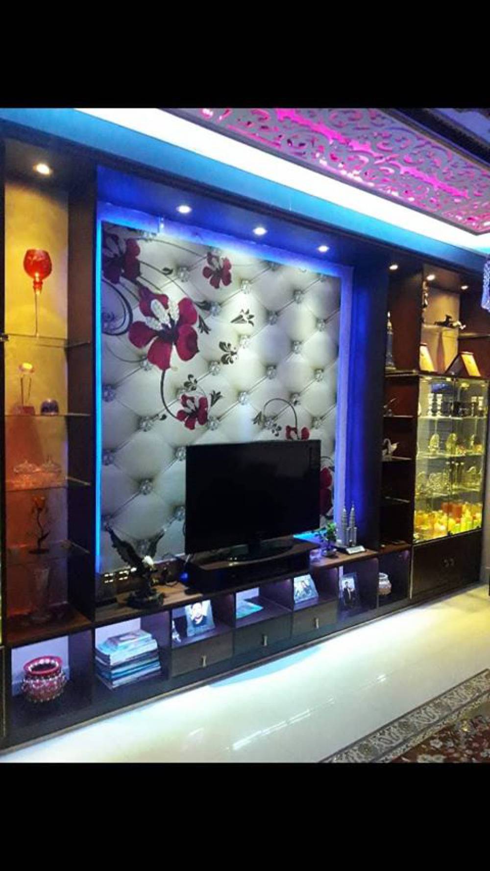 3D Wallpaper with TV Cabinet