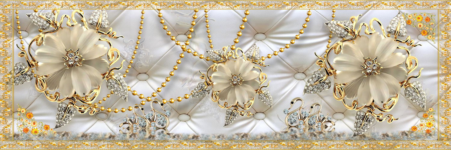 Jewelery Golden Pearls Flowers With Sofa Texture